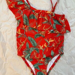 Janie and Jack Red Tropical Kids Swimsuit